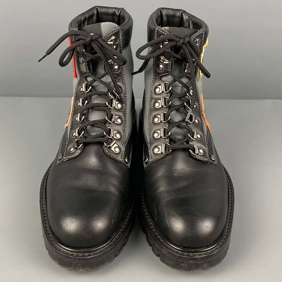 LOUIS VUITTON Black Patches Leather Metropolis Ranger Boots - Picture 4 of 9
